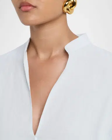 Giorgio Armani V-Neck Long-Sleeve Hemp Tunic Shirt | Thumbnail 5 Giorgio Armani V-Neck Long-Sleeve Hemp Tunic Shirt | Thumbnail 5