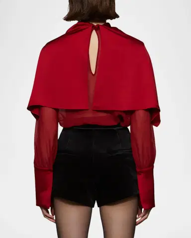 Et Ochs Aurelia Satin Capelet Long-Sleeve Top | Thumbnail 3 Et Ochs Aurelia Satin Capelet Long-Sleeve Top | Thumbnail 3