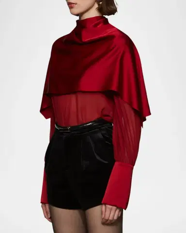 Et Ochs Aurelia Satin Capelet Long-Sleeve Top | Thumbnail 4 Et Ochs Aurelia Satin Capelet Long-Sleeve Top | Thumbnail 4