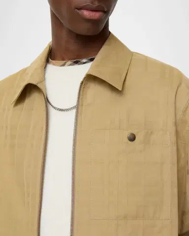 Burberry Men 's Check Cotton Full-Zip Overshirt | Thumbnail 2 Burberry Men 's Check Cotton Full-Zip Overshirt | Thumbnail 2