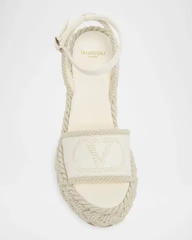 Valentino Garavani 130mm VLogo Signature Torchon Wedge Sandals | Thumbnail 6 Valentino Garavani 130mm VLogo Signature Torchon Wedge Sandals | Thumbnail 6