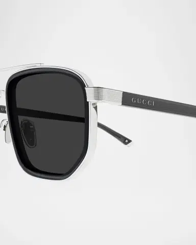 Gucci Men's GG2073S-001 Metal and Acetate Rectangle Sunglasses | Thumbnail 3 Gucci Men's GG2073S-001 Metal and Acetate Rectangle Sunglasses | Thumbnail 3