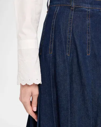 Weekend Max Mara Pleated Cotton Denim Midi Skirt | Thumbnail 5 Weekend Max Mara Pleated Cotton Denim Midi Skirt | Thumbnail 5