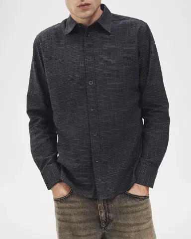 Rag & Bone Men 's Tomlin Cotton Crosshatch Button-Down Shirt | Thumbnail 4 Rag & Bone Men 's Tomlin Cotton Crosshatch Button-Down Shirt | Thumbnail 4