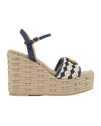Valentino Garavani 120mm VLogo Signature Crochet Wedge Sandals | Thumbnail 1 Valentino Garavani 120mm VLogo Signature Crochet Wedge Sandals | Thumbnail 1