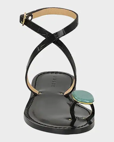 AMANU The Kigali Croc-Effect Leather Toe-Ring Sandals | Thumbnail 4 AMANU The Kigali Croc-Effect Leather Toe-Ring Sandals | Thumbnail 4