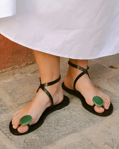 AMANU The Kigali Croc-Effect Leather Toe-Ring Sandals | Thumbnail 6 AMANU The Kigali Croc-Effect Leather Toe-Ring Sandals | Thumbnail 6