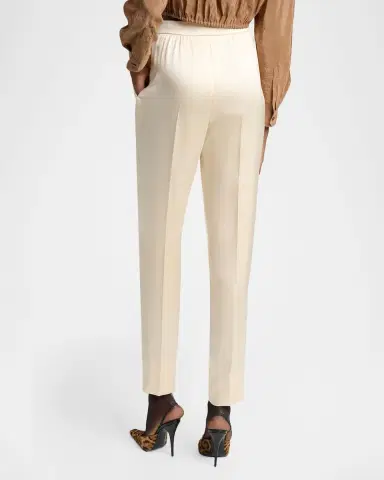 Saint Laurent Pleated Silk Slim-Leg Ankle Pants | Thumbnail 3 Saint Laurent Pleated Silk Slim-Leg Ankle Pants | Thumbnail 3