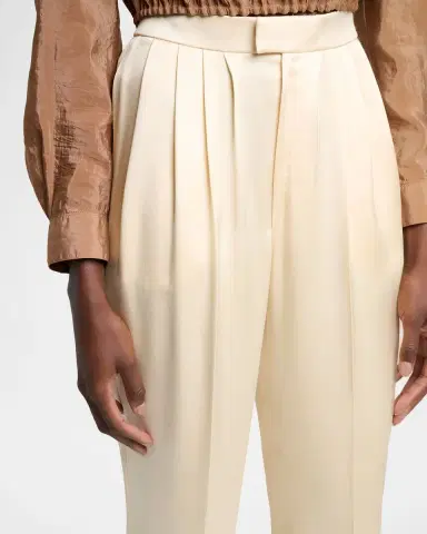 Saint Laurent Pleated Silk Slim-Leg Ankle Pants | Thumbnail 5 Saint Laurent Pleated Silk Slim-Leg Ankle Pants | Thumbnail 5