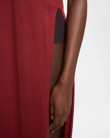 Saint Laurent Short-Sleeve Wool Side-Slits Midi Dress | Thumbnail 5 Saint Laurent Short-Sleeve Wool Side-Slits Midi Dress | Thumbnail 5