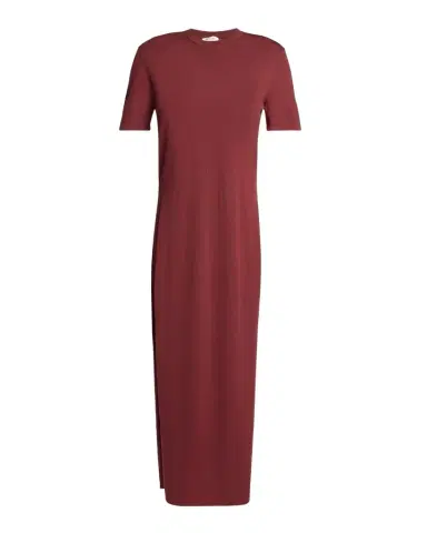 Saint Laurent Short-Sleeve Wool Side-Slits Midi Dress | Thumbnail 1 Saint Laurent Short-Sleeve Wool Side-Slits Midi Dress | Thumbnail 1