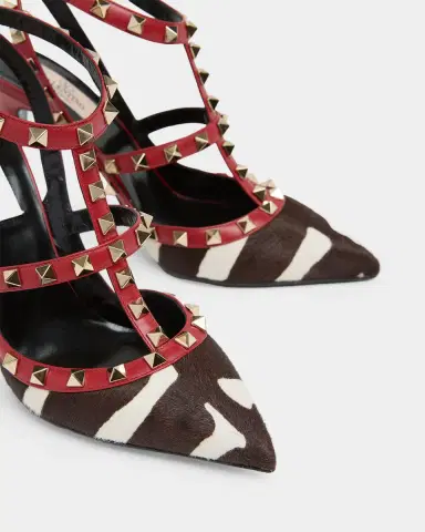 Valentino Garavani 100mm Rockstud Zebra Calf Hair Ankle-Strap Pumps | Thumbnail 5 Valentino Garavani 100mm Rockstud Zebra Calf Hair Ankle-Strap Pumps | Thumbnail 5
