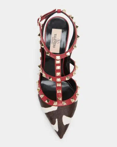 Valentino Garavani 100mm Rockstud Zebra Calf Hair Ankle-Strap Pumps | Thumbnail 6 Valentino Garavani 100mm Rockstud Zebra Calf Hair Ankle-Strap Pumps | Thumbnail 6