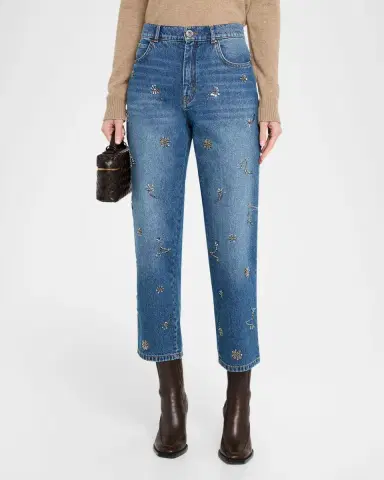 Weekend Max Mara Beaded Cotton Denim Crop Jeans | Thumbnail 3 Weekend Max Mara Beaded Cotton Denim Crop Jeans | Thumbnail 3
