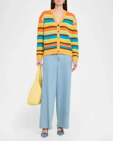 CHRISTOPHER JOHN ROGERS Multi-Stitch Relaxed Striped Cardigan | Thumbnail 2 CHRISTOPHER JOHN ROGERS Multi-Stitch Relaxed Striped Cardigan | Thumbnail 2