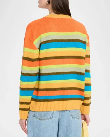 CHRISTOPHER JOHN ROGERS Multi-Stitch Relaxed Striped Cardigan | Thumbnail 3 CHRISTOPHER JOHN ROGERS Multi-Stitch Relaxed Striped Cardigan | Thumbnail 3