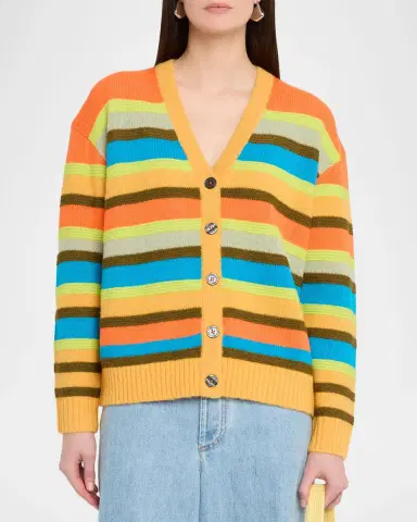 CHRISTOPHER JOHN ROGERS Multi-Stitch Relaxed Striped Cardigan | Thumbnail 4 CHRISTOPHER JOHN ROGERS Multi-Stitch Relaxed Striped Cardigan | Thumbnail 4