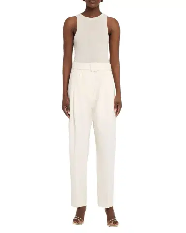 Co Pleated Cotton Tapered-Leg Ankle Pants With Belt | Thumbnail 1 Co Pleated Cotton Tapered-Leg Ankle Pants With Belt | Thumbnail 1