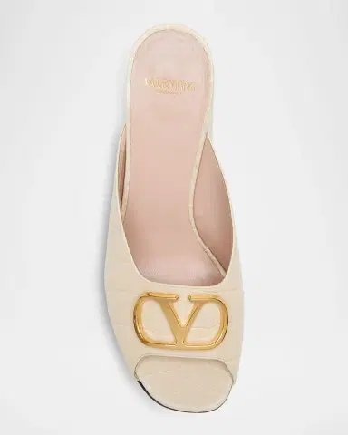 Valentino Garavani 95mm VLogo Signature Croc-Embossed Leather Mules | Thumbnail 5 Valentino Garavani 95mm VLogo Signature Croc-Embossed Leather Mules | Thumbnail 5
