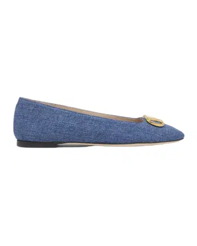 Valentino Garavani VLogo Signature Denim Ballerina Flats | Thumbnail 1 Valentino Garavani VLogo Signature Denim Ballerina Flats | Thumbnail 1