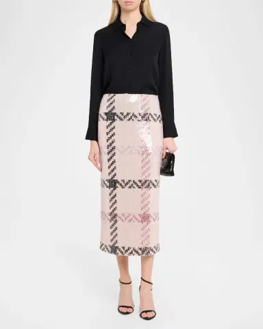 Brandon Maxwell The Mercer Paillette Check Midi Skirt | Thumbnail 2 Brandon Maxwell The Mercer Paillette Check Midi Skirt | Thumbnail 2