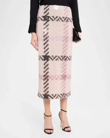 Brandon Maxwell The Mercer Paillette Check Midi Skirt | Thumbnail 4 Brandon Maxwell The Mercer Paillette Check Midi Skirt | Thumbnail 4