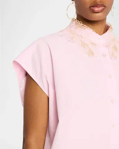 FABIANA FILIPPI Lace-Trim Cotton Poplin Shirt | Thumbnail 4 FABIANA FILIPPI Lace-Trim Cotton Poplin Shirt | Thumbnail 4