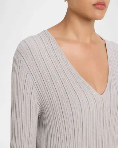 Emporio Armani Long-Sleeve V-Neck Midi Dress | Thumbnail 5 Emporio Armani Long-Sleeve V-Neck Midi Dress | Thumbnail 5
