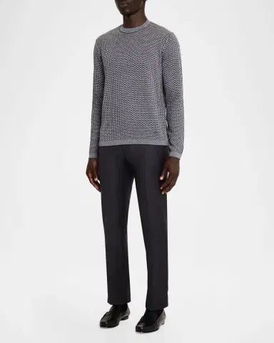 Emporio Armani Men's Wool Geometric Crewneck Sweater | Thumbnail 2 Emporio Armani Men's Wool Geometric Crewneck Sweater | Thumbnail 2