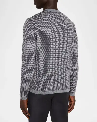 Emporio Armani Men's Wool Geometric Crewneck Sweater | Thumbnail 3 Emporio Armani Men's Wool Geometric Crewneck Sweater | Thumbnail 3