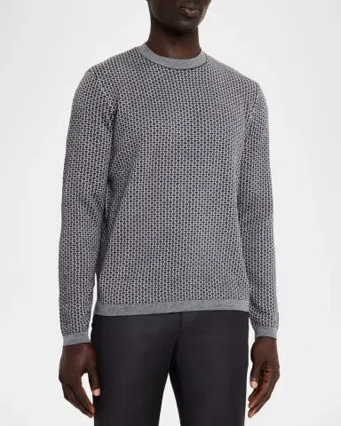 Emporio Armani Men's Wool Geometric Crewneck Sweater | Thumbnail 4 Emporio Armani Men's Wool Geometric Crewneck Sweater | Thumbnail 4