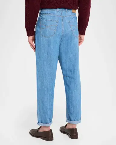 Brunello Cucinelli Denim Mid-Rise Tapered-Leg Pants | Thumbnail 2 Brunello Cucinelli Denim Mid-Rise Tapered-Leg Pants | Thumbnail 2