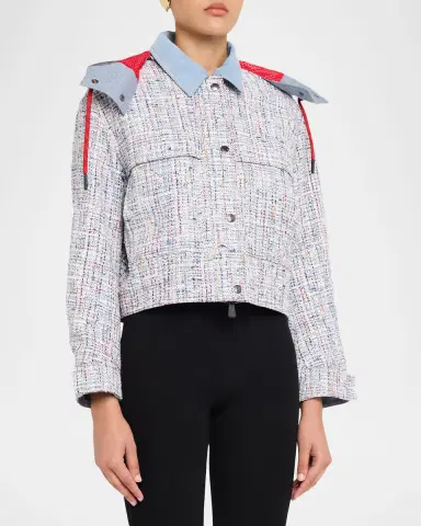 Moncler Termez Tweed Jacket with Detachable Hood | Thumbnail 4 Moncler Termez Tweed Jacket with Detachable Hood | Thumbnail 4