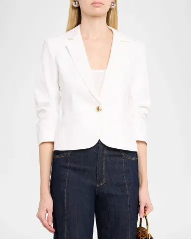 Cinq à Sept Khloe Denim Le Petit Blazer | Thumbnail 4 Cinq à Sept Khloe Denim Le Petit Blazer | Thumbnail 4