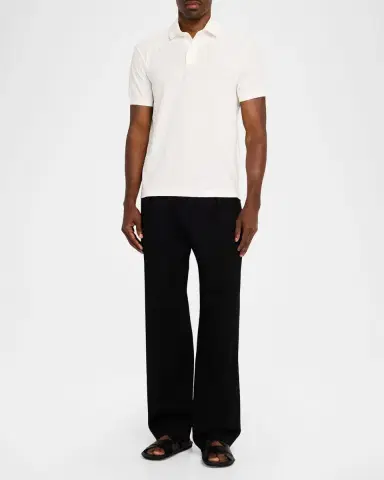 Emporio Armani Men's Cotton Geometric-Textured Polo Shirt | Thumbnail 2 Emporio Armani Men's Cotton Geometric-Textured Polo Shirt | Thumbnail 2