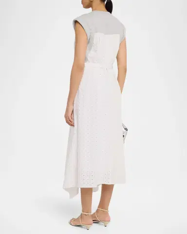 3.1 Phillip Lim Cap-Sleeve Broderie Anglaise Combo Midi Dress | Thumbnail 3 3.1 Phillip Lim Cap-Sleeve Broderie Anglaise Combo Midi Dress | Thumbnail 3