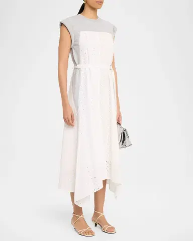 3.1 Phillip Lim Cap-Sleeve Broderie Anglaise Combo Midi Dress | Thumbnail 4 3.1 Phillip Lim Cap-Sleeve Broderie Anglaise Combo Midi Dress | Thumbnail 4