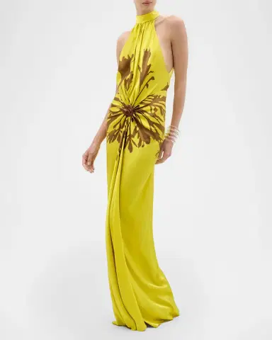 Silvia Tcherassi Koori Gathered Silk Halter Maxi Dress | Thumbnail 2 Silvia Tcherassi Koori Gathered Silk Halter Maxi Dress | Thumbnail 2