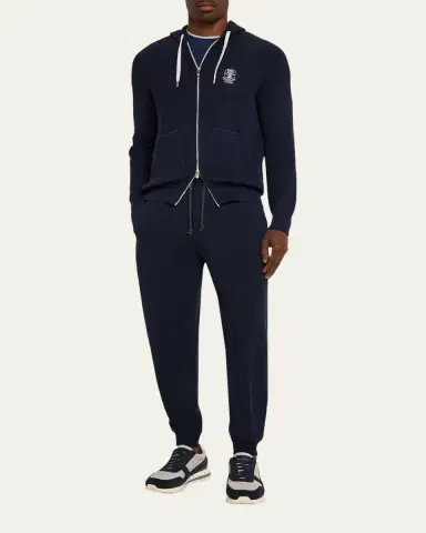 Brunello Cucinelli Men's Logo Cotton Hoodie | Thumbnail 2 Brunello Cucinelli Men's Logo Cotton Hoodie | Thumbnail 2