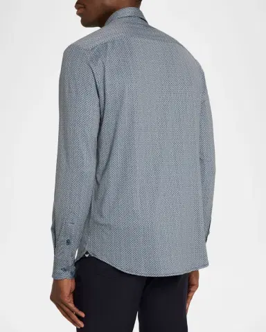 Emporio Armani Men's Polyester Stretch Micro-Geometric Sport Shirt | Thumbnail 3 Emporio Armani Men's Polyester Stretch Micro-Geometric Sport Shirt | Thumbnail 3