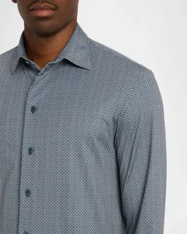 Emporio Armani Men's Polyester Stretch Micro-Geometric Sport Shirt | Thumbnail 5 Emporio Armani Men's Polyester Stretch Micro-Geometric Sport Shirt | Thumbnail 5