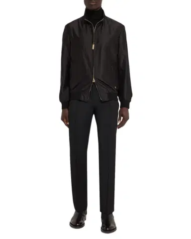 Stefano Ricci Men's Geometric Silk Jacquard Blouson | Thumbnail 1 Stefano Ricci Men's Geometric Silk Jacquard Blouson | Thumbnail 1