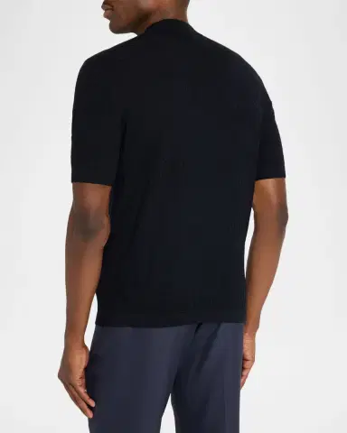 Emporio Armani Men's Wool Honeycomb Jacquard Short-Sleeve Sweater | Thumbnail 3 Emporio Armani Men's Wool Honeycomb Jacquard Short-Sleeve Sweater | Thumbnail 3