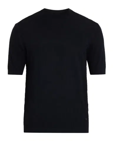 Emporio Armani Men's Wool Honeycomb Jacquard Short-Sleeve Sweater | Thumbnail 1 Emporio Armani Men's Wool Honeycomb Jacquard Short-Sleeve Sweater | Thumbnail 1