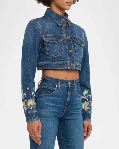 Etro Embroidered Crop Denim Jacket | Thumbnail 3 Etro Embroidered Crop Denim Jacket | Thumbnail 3