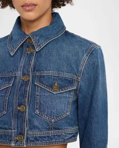 Etro Embroidered Crop Denim Jacket | Thumbnail 4 Etro Embroidered Crop Denim Jacket | Thumbnail 4
