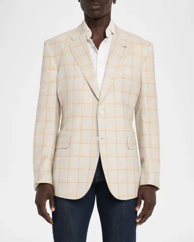 Stefano Ricci Men's Cashmere and Silk Windowpane Plaid Sport Coat | Thumbnail 3 Stefano Ricci Men's Cashmere and Silk Windowpane Plaid Sport Coat | Thumbnail 3