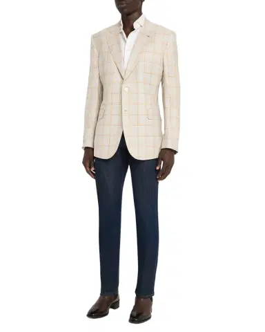 Stefano Ricci Men's Cashmere and Silk Windowpane Plaid Sport Coat | Thumbnail 1 Stefano Ricci Men's Cashmere and Silk Windowpane Plaid Sport Coat | Thumbnail 1