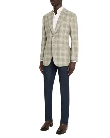 Stefano Ricci Men's Wool, Silk and Cotton Glen Plaid Sport Coat | Thumbnail 1 Stefano Ricci Men's Wool, Silk and Cotton Glen Plaid Sport Coat | Thumbnail 1