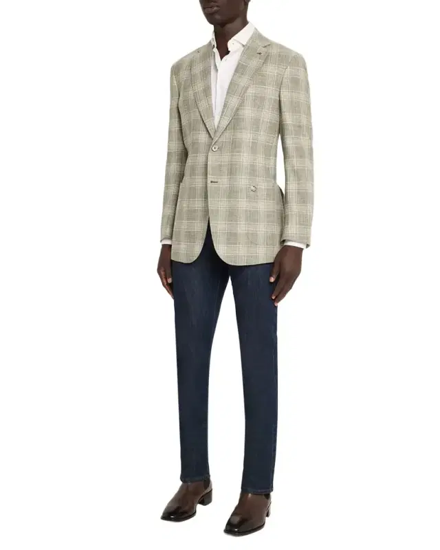 Men's Wool, Silk and Cotton Glen Plaid Sport Coat Men's Wool, Silk and Cotton Glen Plaid Sport Coat